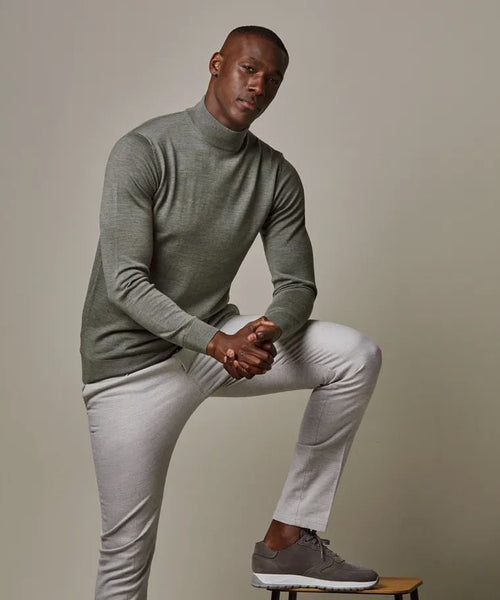 Profuomo turtleneck trui merino groen