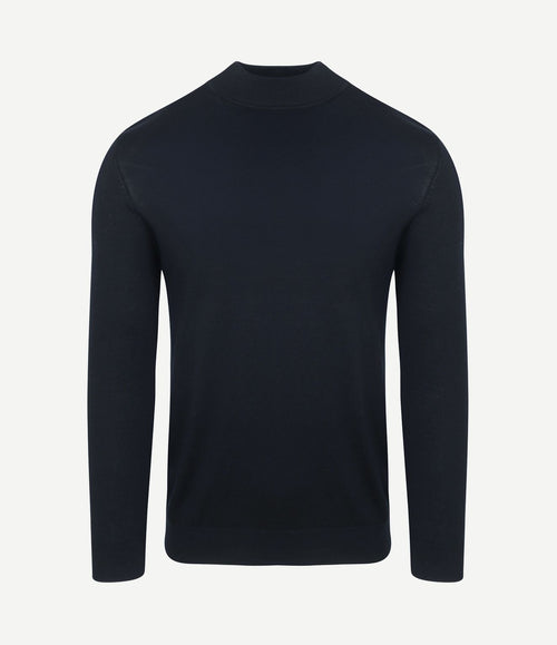 Turtleneck trui merino donkerblauw