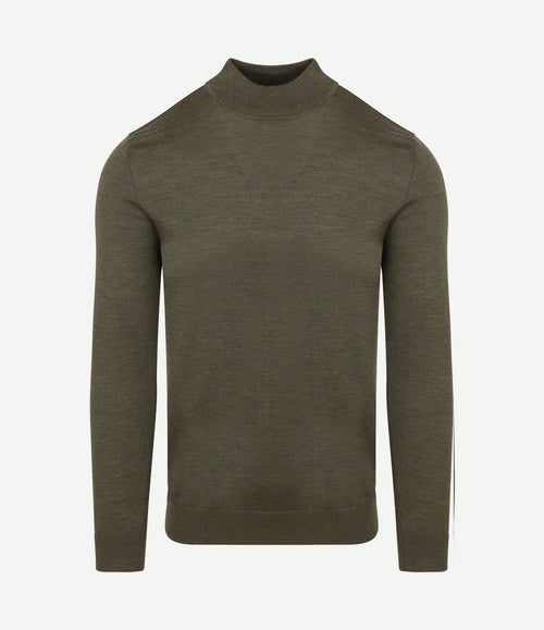 Turtleneck trui merino olijfgroen
