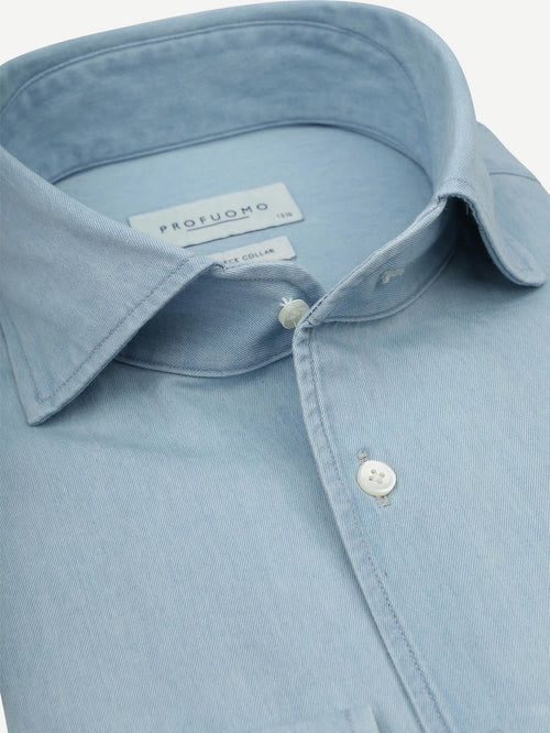 Twill overhemd denim lichtblauw