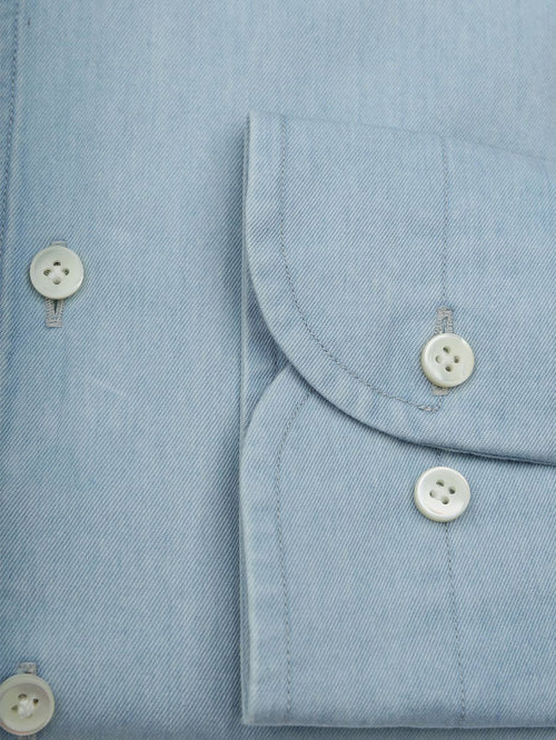 Twill overhemd denim lichtblauw