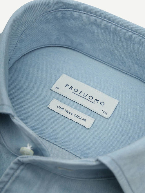 Twill overhemd denim lichtblauw