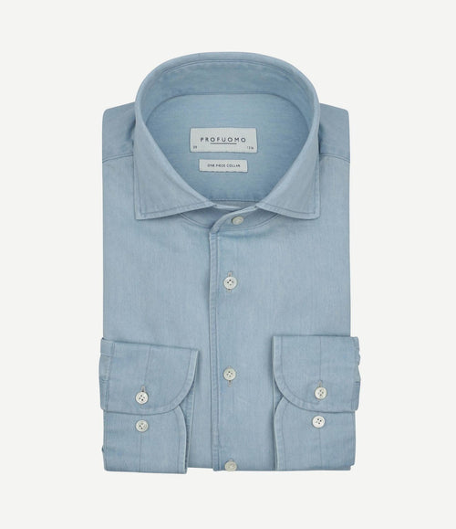 Twill overhemd denim lichtblauw