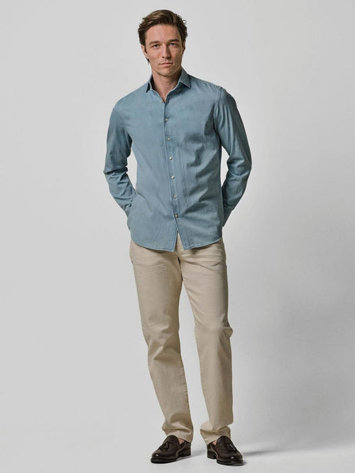Twill overhemd denim lichtblauw