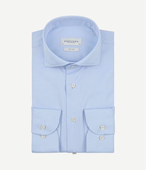 Twill overhemd extra lange mouwen lichtblauw