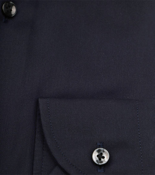 Profuomo twill overhemd extra lange mouwen donkerblauw