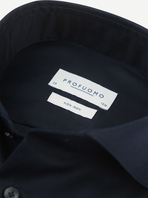 Twill overhemd extra lange mouwen donkerblauw