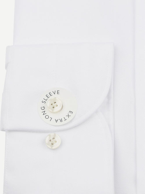 Twill overhemd extra lange mouwen wit