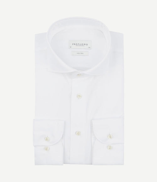 Twill overhemd extra lange mouwen wit