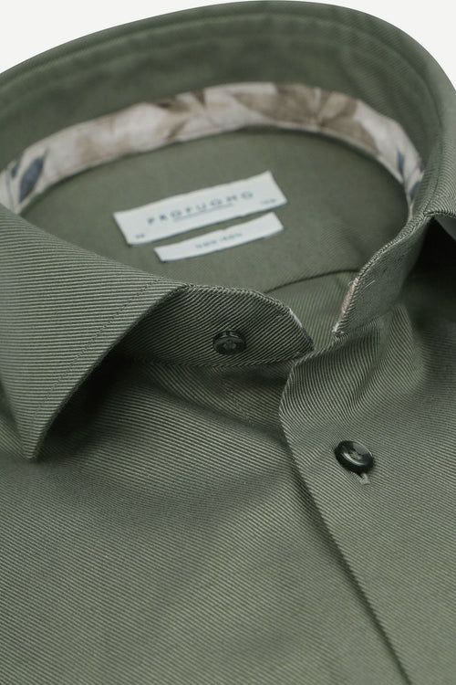 Profuomo twill overhemd olijfgroen | Slim-fit