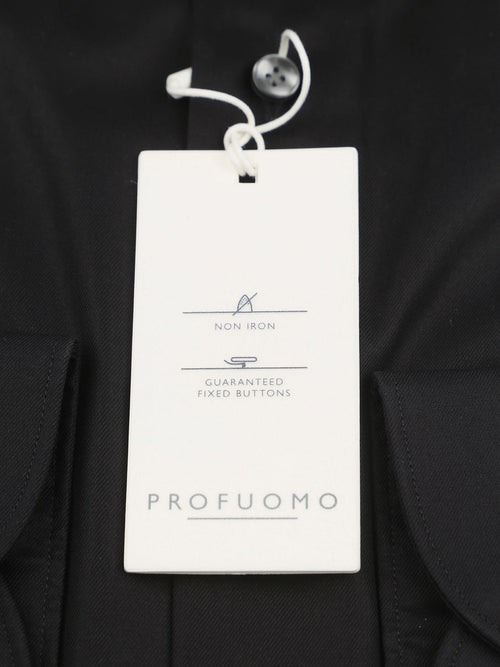 Profuomo twill overhemd zwart | Slim-fit