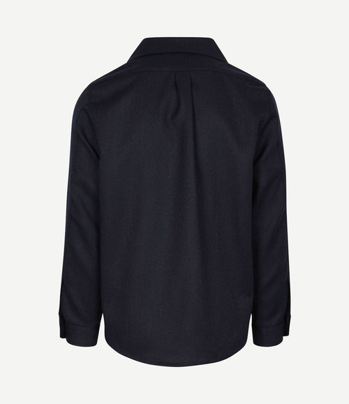 Overshirt wool mouliné donkerblauw
