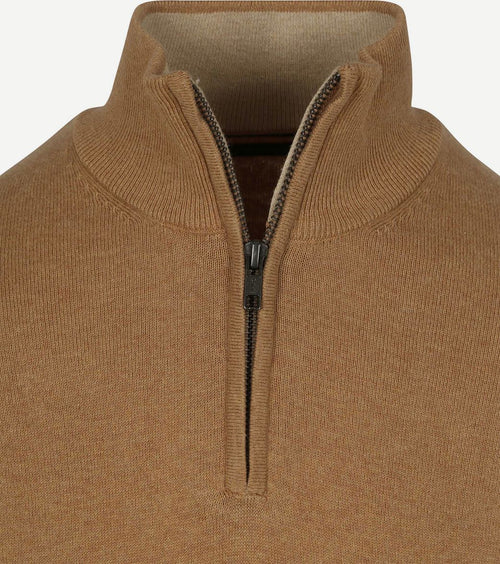 Half-zip trui cotton cashmere camel