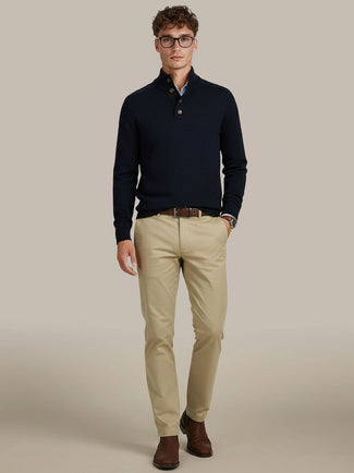 Steppin' Out mocker trui lamswol donkerblauw | Regular-fit Steppin' Out mocker trui lamswol donkerblauw | Regular-fit