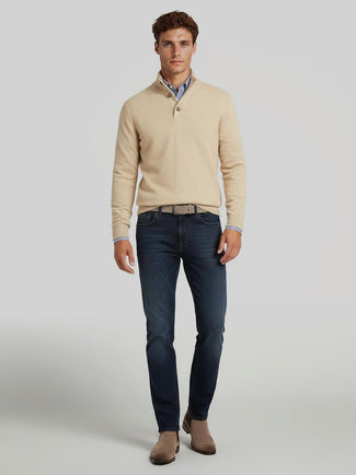 Steppin' Out mocker trui lamswol ecru | Regular-fit Steppin' Out mocker trui lamswol ecru | Regular-fit