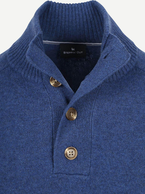 Steppin' Out mocker trui lamswol royal blauw | Regular-fit