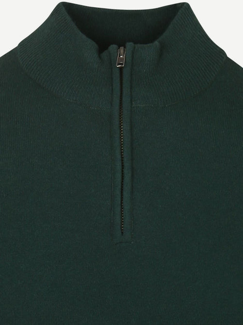 Steppin' Out halve rits trui merinowol caccia groen | Regular-fit