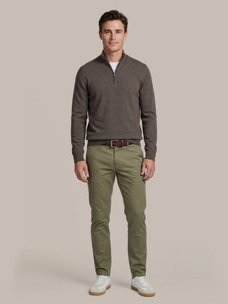 Merino halve rits trui bruin