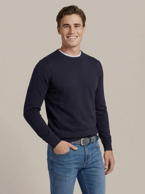 Merino pullover donkerblauw