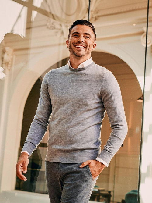 Merino pullover mid grijs