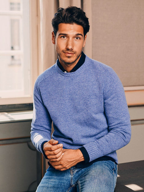 Steppin' Out trui lamswol blauw | Regular-fit