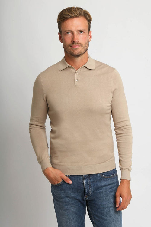 Compact cotton poloshirt beige