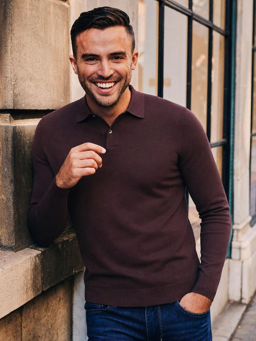 Compact cotton poloshirt bordeaux