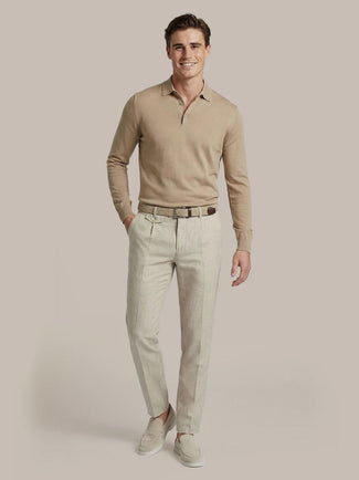 Compact cotton poloshirt taupe
