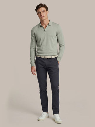 Compact cotton poloshirt lichtgroen