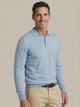 Compact cotton poloshirt staal blauw