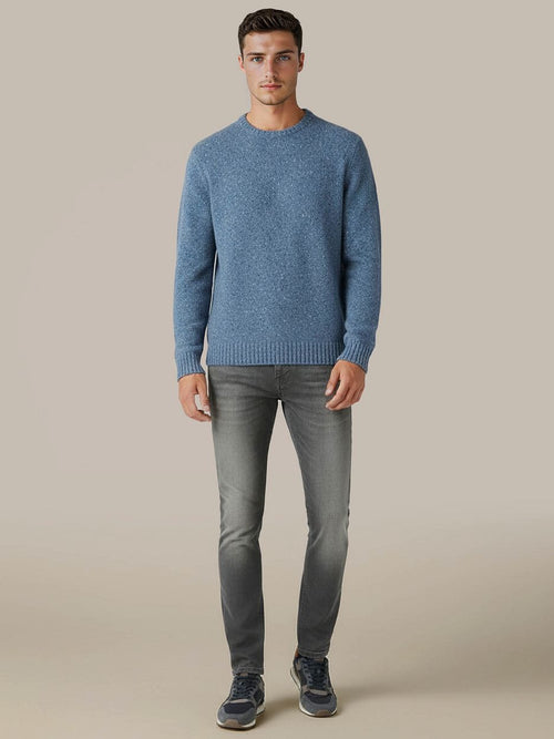 Trui donnegal tweed eco wool blauw