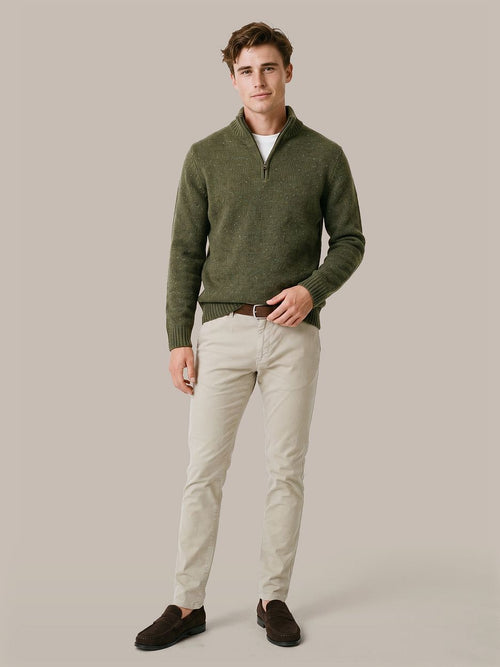 halve rits trui donnegal tweed eco wool groen