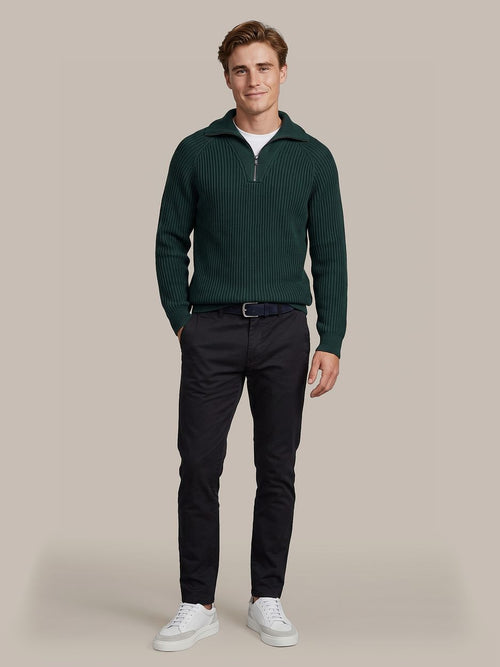 halve rits trui sailor wool blend donkergroen