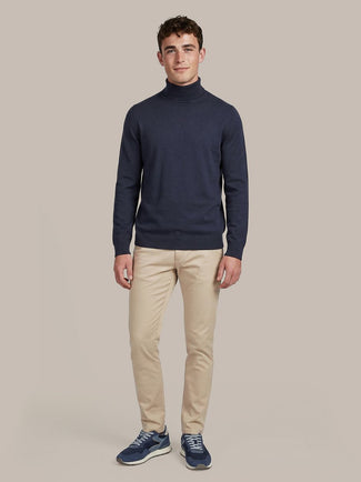 Compact cotton pullover turtle donkerblauw