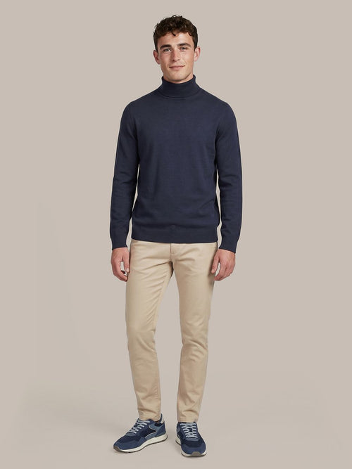 Compact cotton pullover turtle donkerblauw