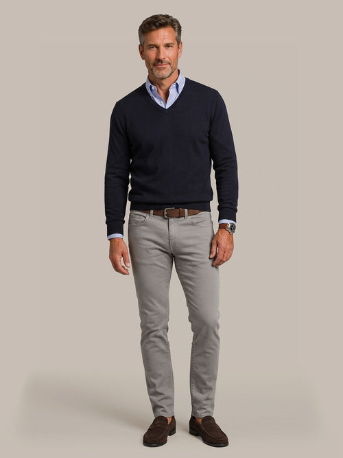 Trui cotton cashmere v-hals donkerblauw