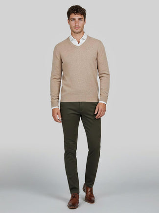 Steppin' Out trui v-hals lamswol beige | Regular-fit Steppin' Out trui v-hals lamswol beige | Regular-fit