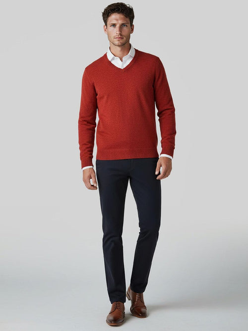 Trui v-hals lamswol rood