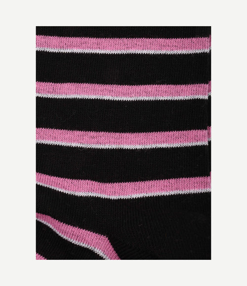 Sokken streep donkerblauw roze