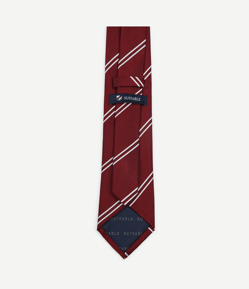 Stropdas zijde double stripe bordeaux
