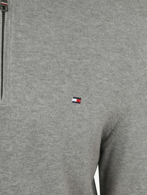 Tommy Hilfiger halve rits trui essential grijs | Regular-fit