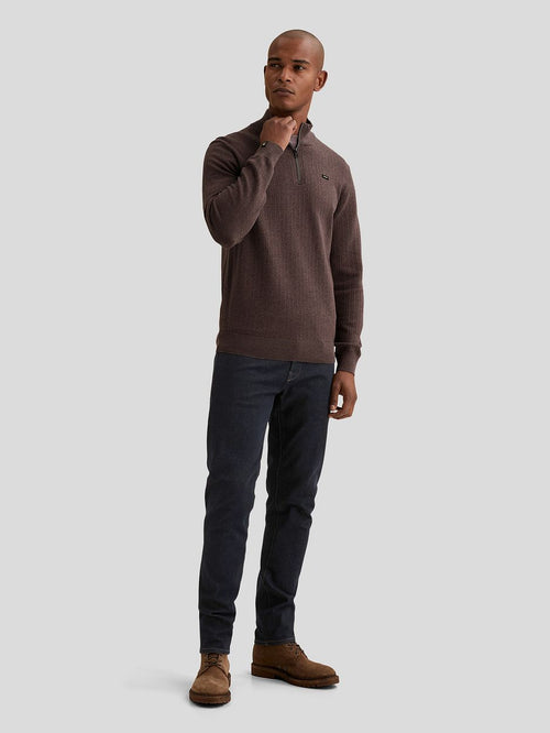 Pullover halve rits structure moonscape