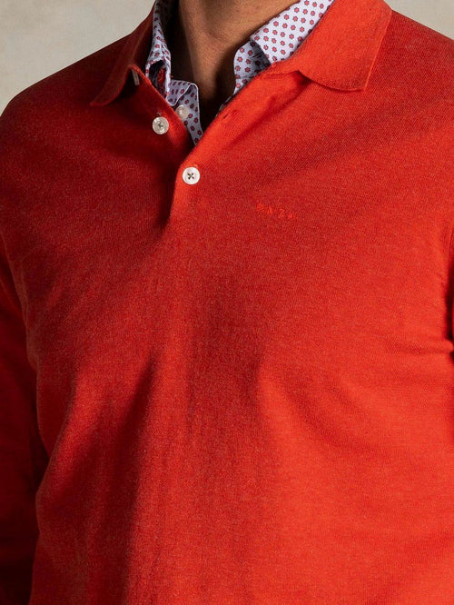 Longsleeve knitted polo rood