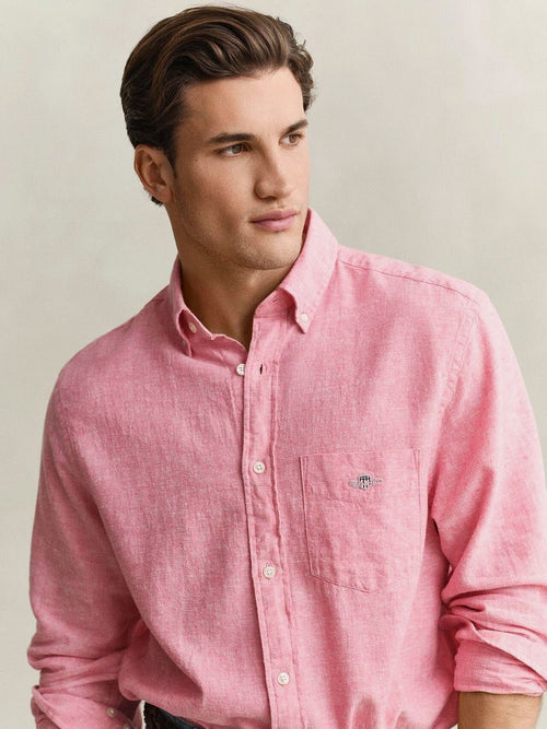 Overhemd cotton linen roze