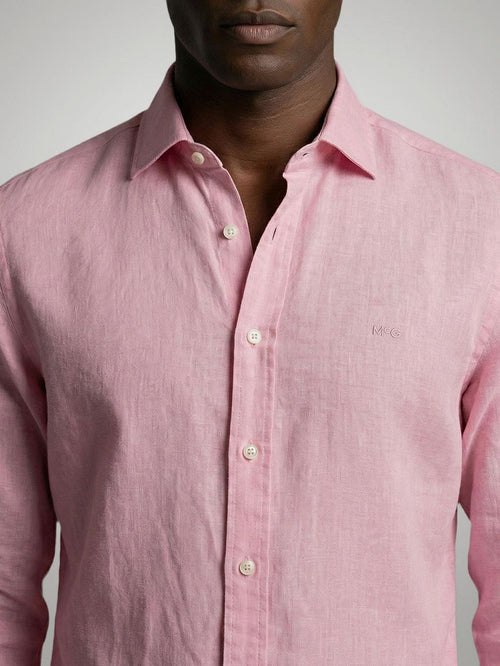 Overhemd cotton linen roze