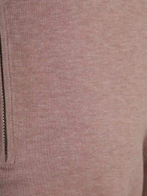 halve rits pullover luxury basic roze