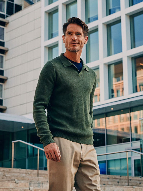 Suitable trui riva structure melange groen | Regular-fit