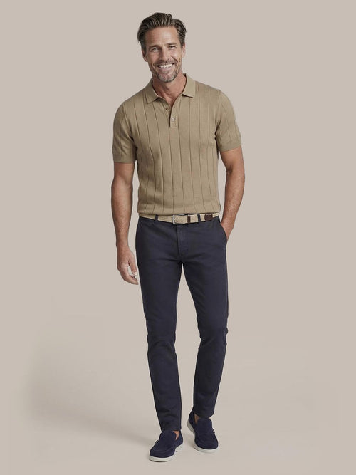 Respect polo drop needle taupe