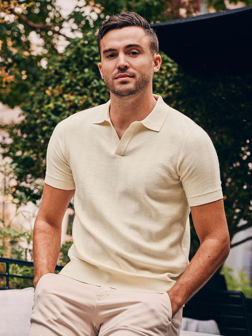 Knitted polo riva harring ecru