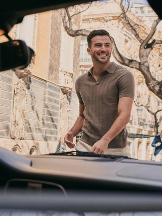 Knitted polo riva harring taupe